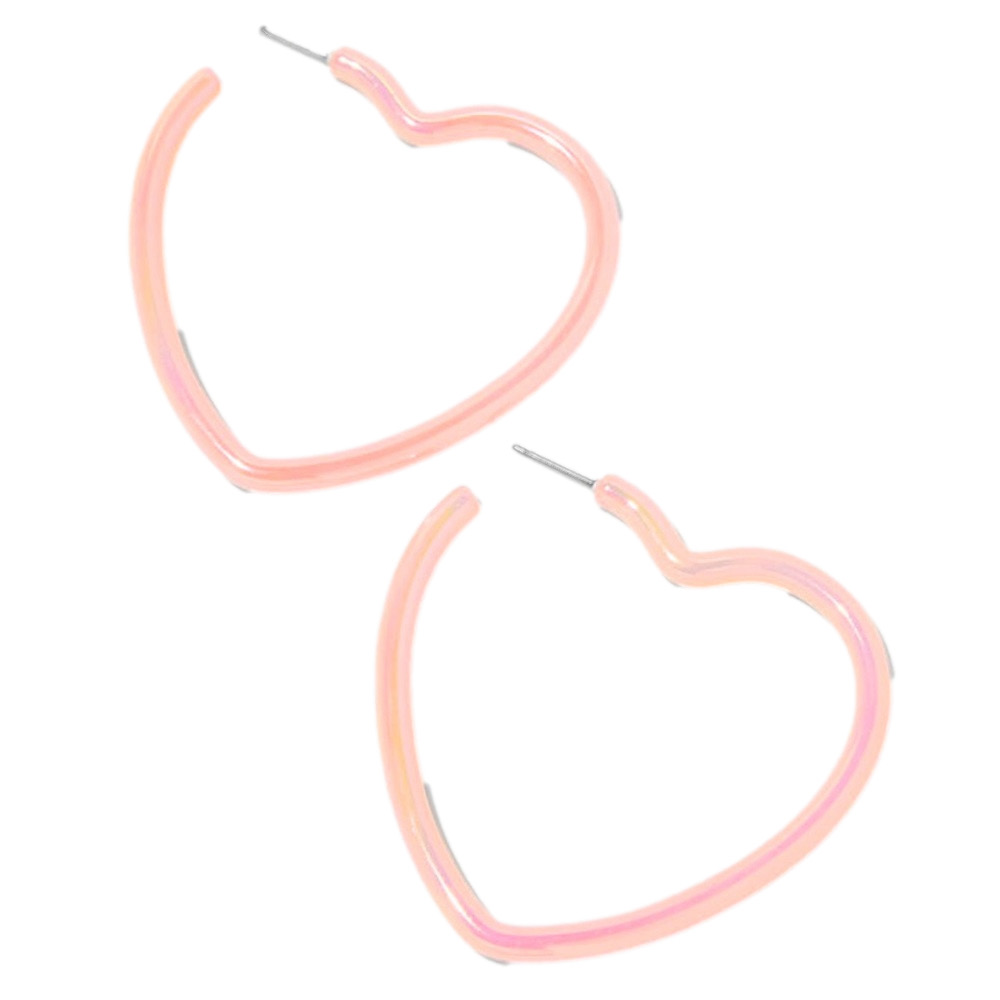 Pink Blush Heart Hoop Earrings - NWT